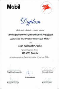 dexol certyfikat TECH 2002 OP